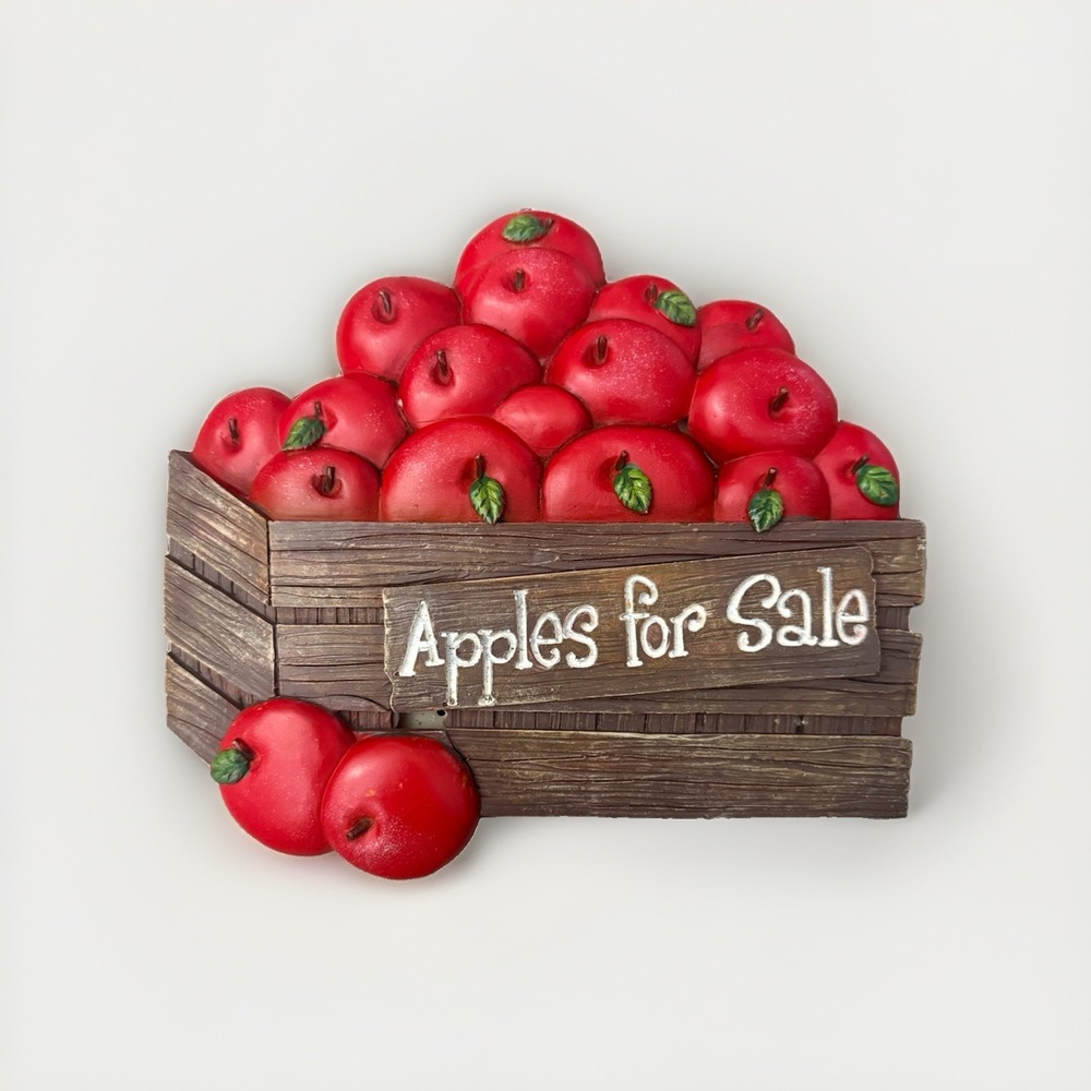 Vintage Country Kitchen Decorative Resin Hanging Barrel Of Apples Plaque